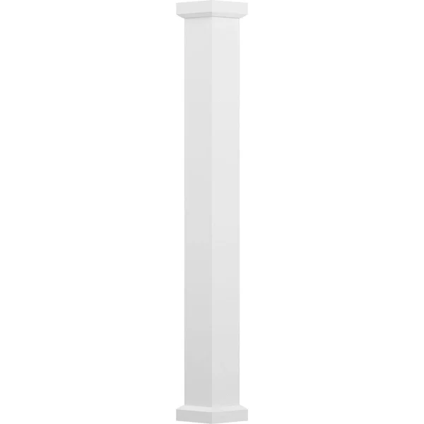6x22 x 9& Endura-Aluminum Empire Style Column - Square Shaft (FOR Post Wrap Installation), Non-Tapered, Primed, Ready for Paint w
