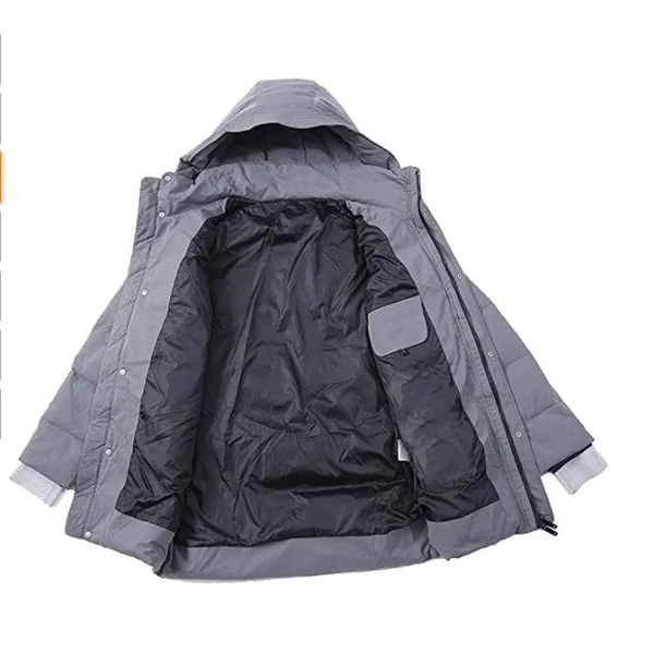 Mens Hooded Down Jackets Winter Warm Windproof Coats Casual Fashion with Pockets - Black01 - Large