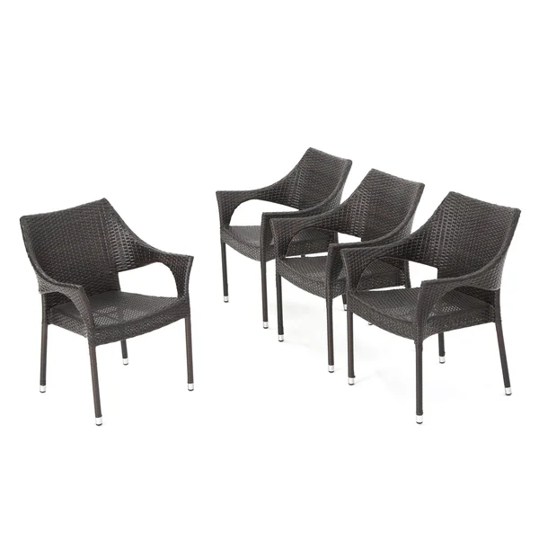 Miranda Outdoor Wicker Stacking Dining Chairs, Set of 4, Multibrown