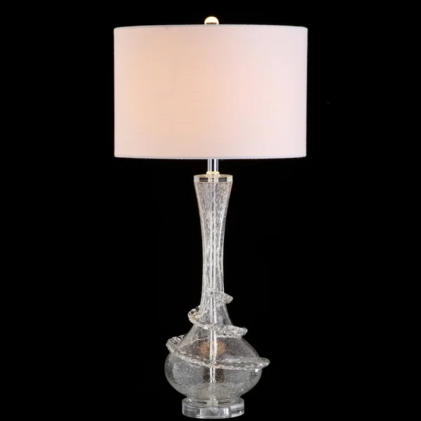 Jonathan Y Belle 31.5x22 Glass LED Table Lamp - Clear/Chrome