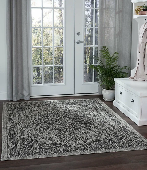 Tayse Veranda Vnd14 Indoor - Outdoor Area Rug Black, Size: 9 x 12 ft.