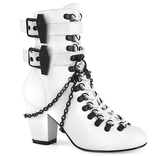 Demonia - Womens VIVIKA-128 Boots White Vegan - Size-7