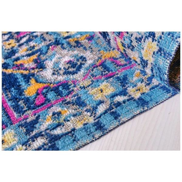 Ladole Rugs Timeless Collection Rowen Beautiful Blue Traditional Indoor Outdoor Area Rug Carpet - 7x10 (6'5 inch x 9'5 inch, 200