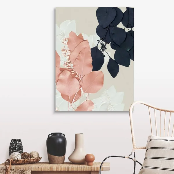 Indigo and Blush Leaves IV, Canvas Wall Art, 30x40, Great Big Canvas