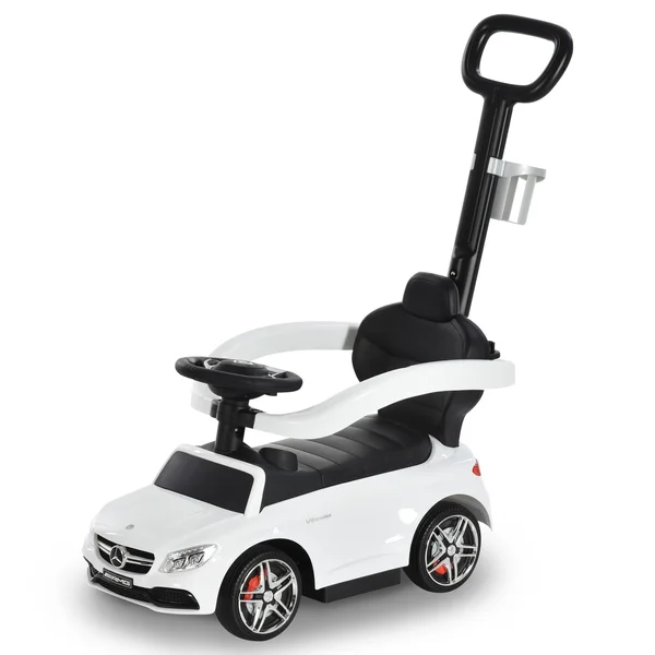 Aosom Ride on & Push Car with Underneath Storage Compartment & Working Steering Wheel White