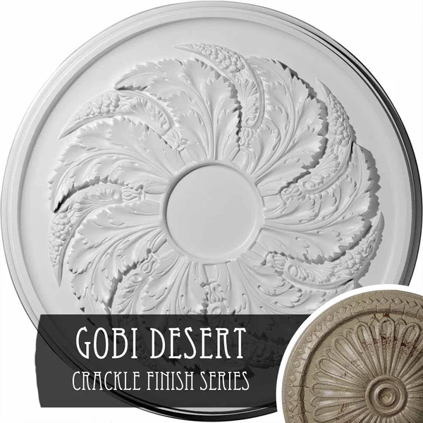 42 1/8 inchod x 1 7/8 inchp Sellek Ceiling Medallion (Fits Canopies Up to 9 inch) - Hand-Painted Gobi Desert Crackle
