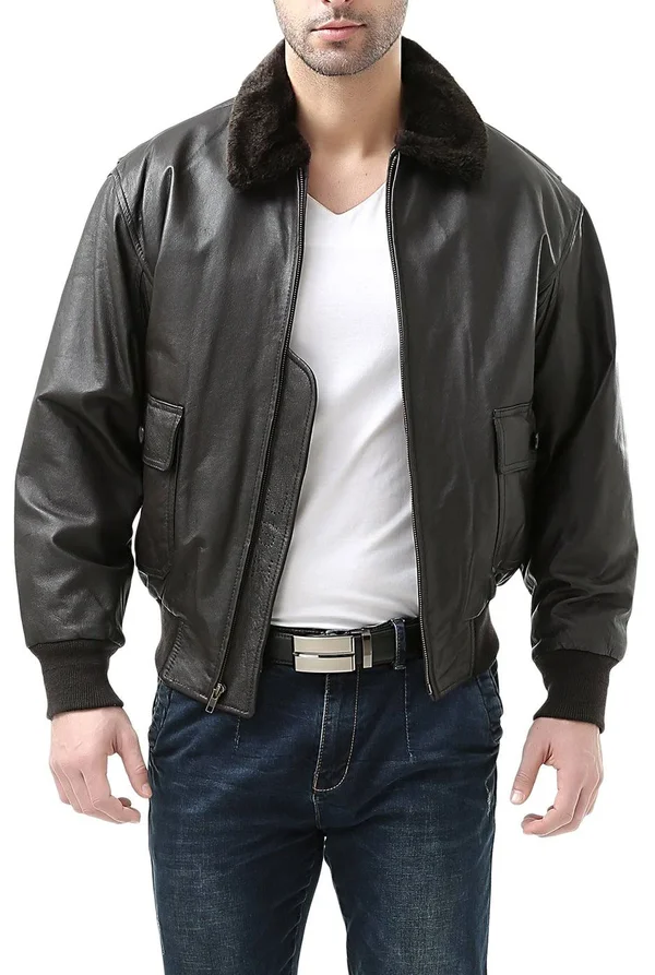 Landing Leathers Men's Navy g-1 Leather Flight Bomber Jacket Xs - Brown
