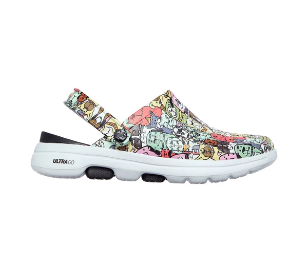 Skechers Women's Foamies Go Walk 5-Dog Lover Clog, Black/Multi, 8
