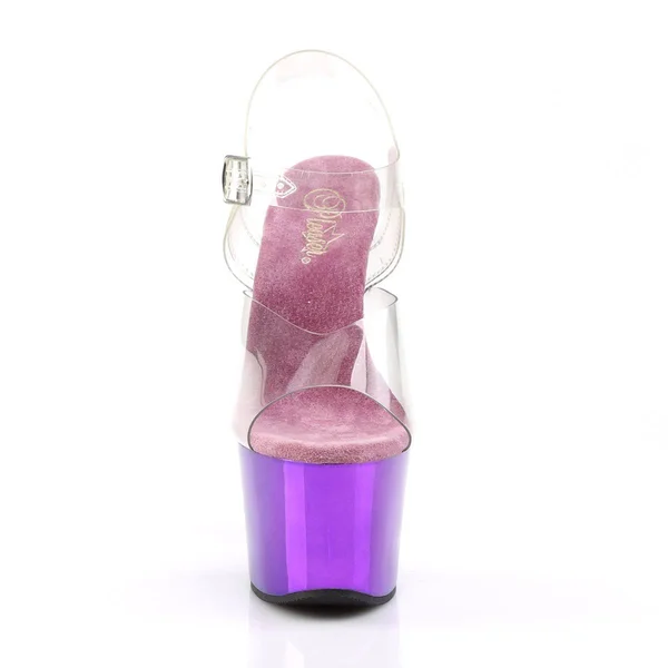 Pleaser - Sky-308 11, Clear/Rose Gold Chrome