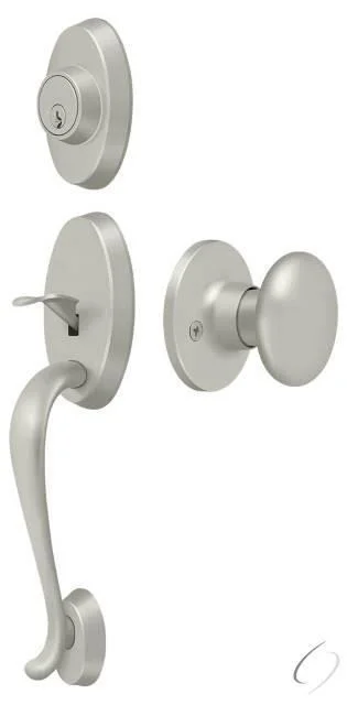 Deltana PRRHRKU15 Riversdale Handleset with Round Knob Entry, Brushed Nickel