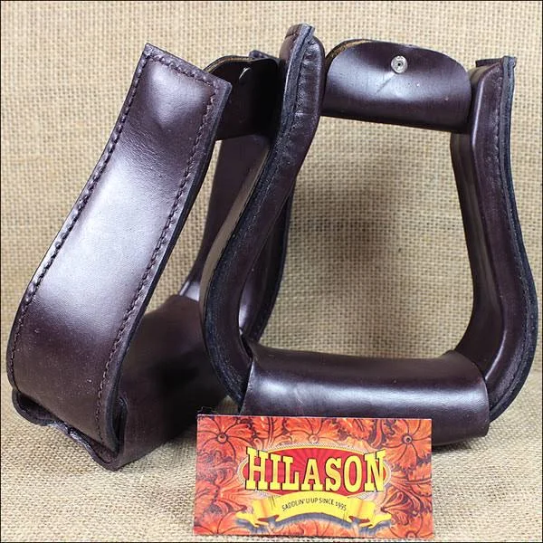 Tough 1 Leather Covered Stirrups - Dark Oil