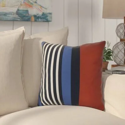 Breakwater Bay Bartow Beach Shack Throw Pillow Size: 20x22 H x 20x22 W x 3x22 D, Color: Red/Navy Blue