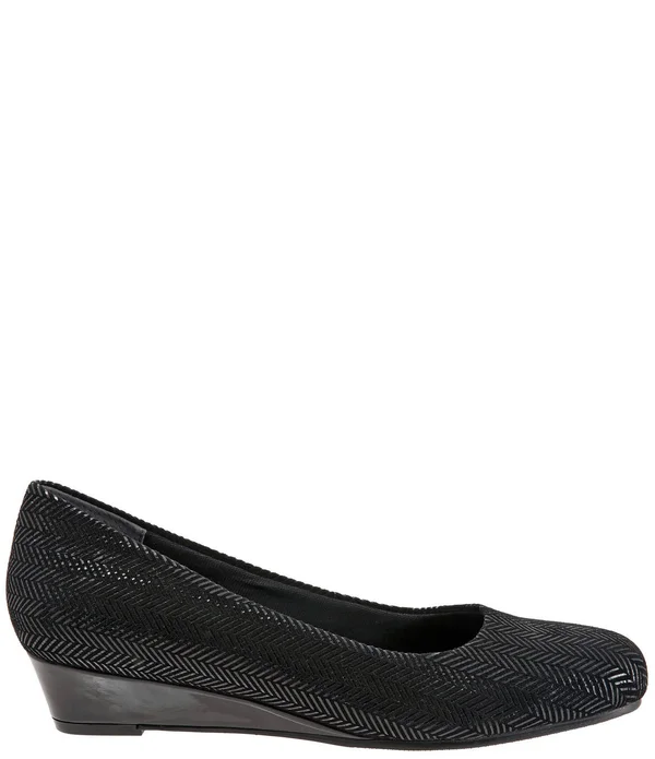 Trotters Women's Lauren - Black Suede/Patent Leather
