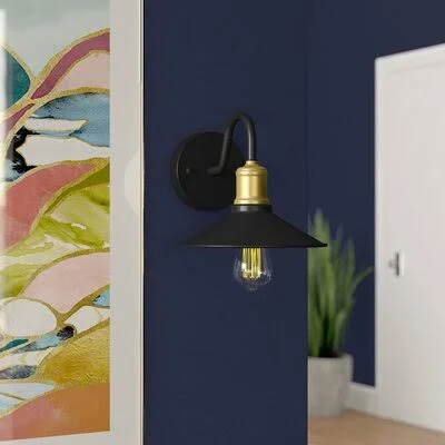 Sheller 1-Light Armed Sconce Wrought Studio Finish: Black/Gold