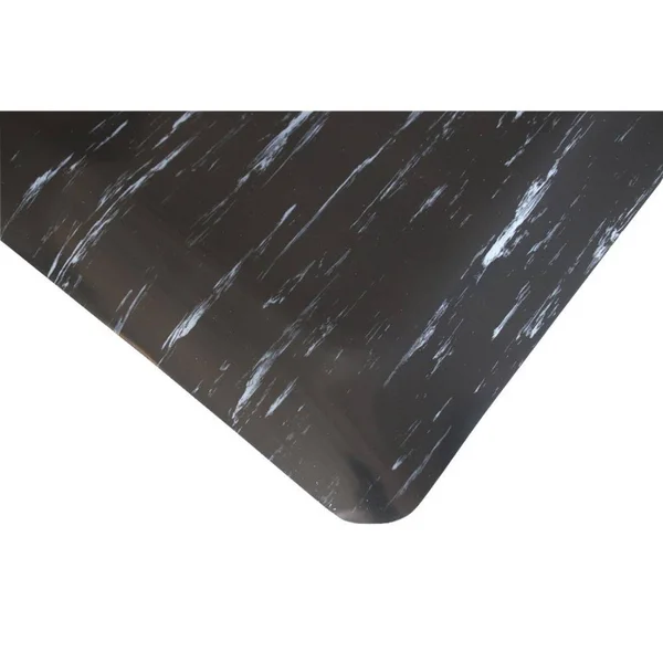 Rhino Anti-Fatigue Mats Marbleized Tile Top Anti-Fatigue Mat 2 ft. x 10 ft. x 7/8 in. Black/White Commercial Mat, Black & Wh