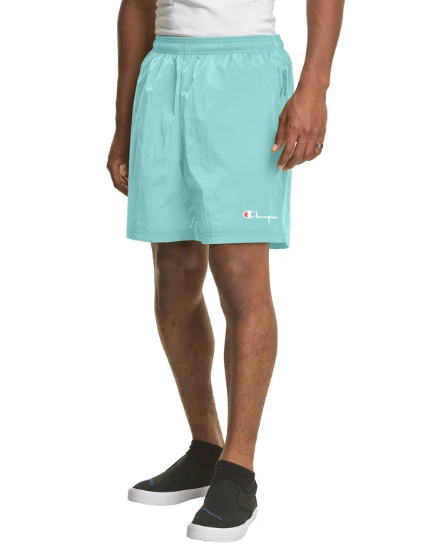 Champion Men's Athletics 6-Inch Nylon Warm-Up Shorts Softened Green L