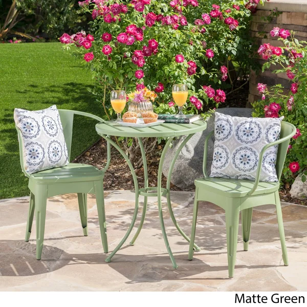 Christopher Knight Home Colmar Outdoor 3-Piece Bistro Set by, Green