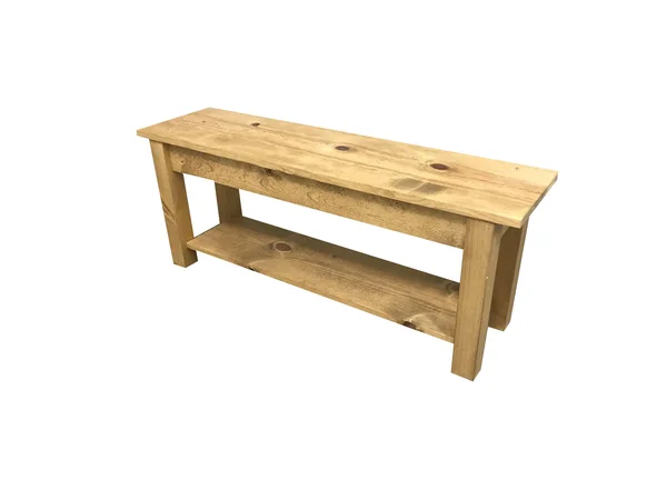 Ezekiel and Stearns Ranch Golden Oak Bench with Shelf 54x22