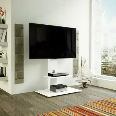 Latitude Run Aketzalli White Floor Stand Mount for with Shelving, Holds Up to 132 lbs Latitude Run 8EE0F0A1C40C4E5C8DDD56FC04FB6
