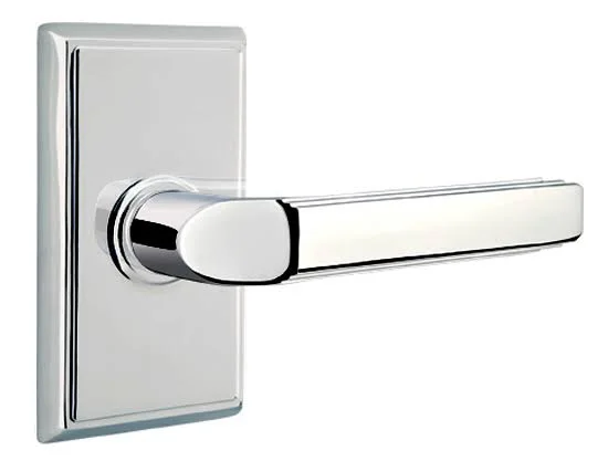 Emtek 4 3/8x22 Passage Classic Brass Door Lever Set with Rectangular Rosette ( Standard Door Prep ) with Lever Type: Turino Leve