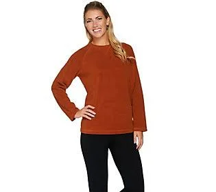 Denim & Co. Baby Sherpa Crew Neck Sweatshirt, Size 1X, Rich Rust