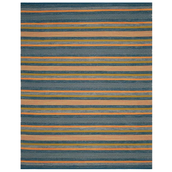 Safavieh Montauk Blue/Orange 3 ft. x 6 ft. Striped Diamond Runner Rug