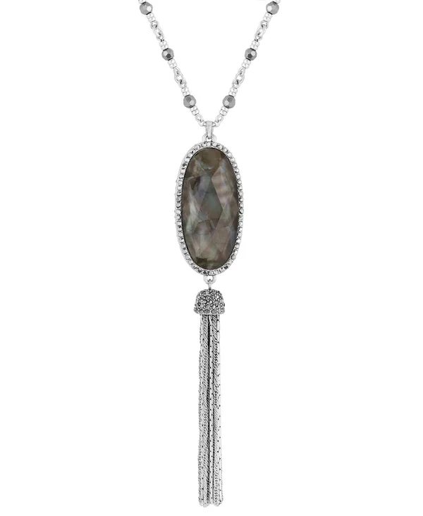 Lucky Brand Mother-of-Pearl Tassel Necklace