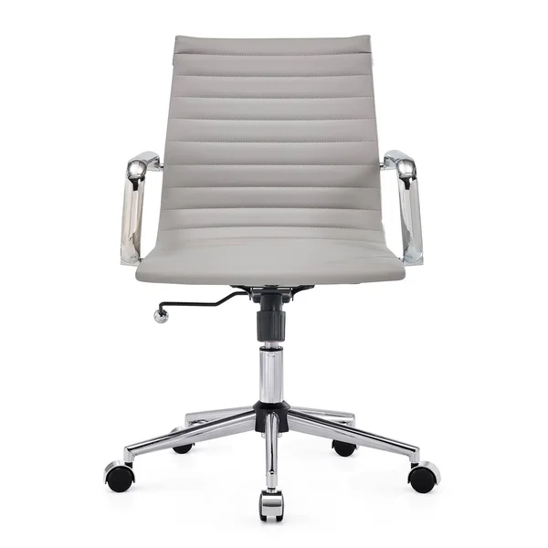 LUXMOD Mid Back Office Chair - Adjustable Swivel Chair, Ergonomic Desk Chair for Extra Back & Lumbar Support. - White
