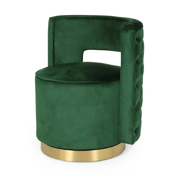 Noble House Tiro Copper and Emerald Velvet Round-Open Back Swivel Club Chair