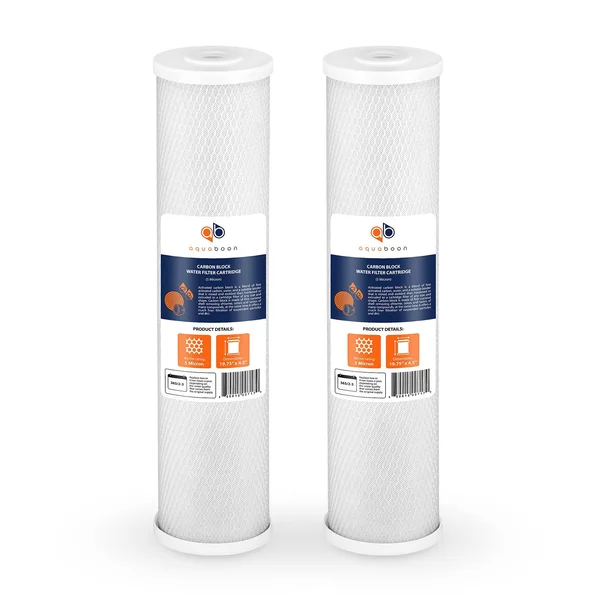 Aquaboon Big Blue Coconut Shell Water Filter Cartridge, Activated Carbon Block CTO, Universal Whole House 5 Micron 20 inch Car