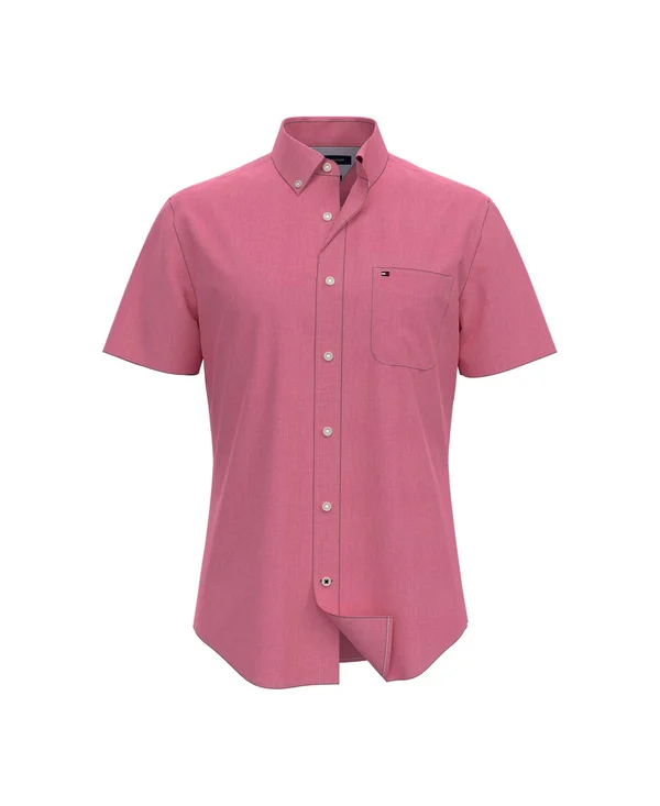 Tommy Hilfiger Men's Wainwright Custom-Fit Short-Sleeve Shirt - Chili Pepper
