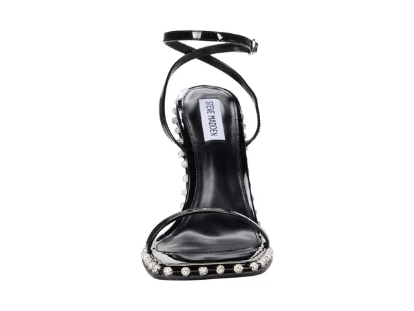 Steve Madden Women's Zelle Rhinestone Studded Heeled Sandals Black Multi (5 - Black Multi)