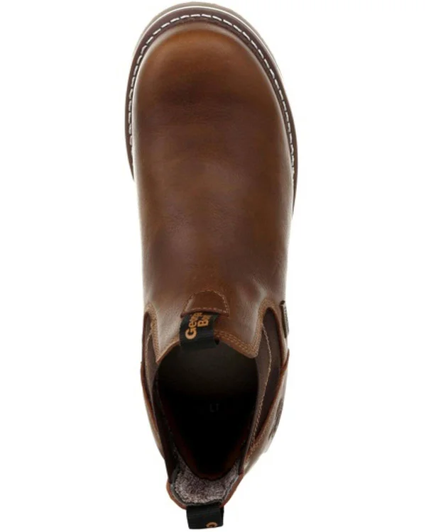 Men's Georgia Boot GB00352 Wedge Waterproof Chelsea Work Boot, Size: 10, Brown