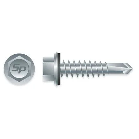 Strong-point #14 x 3 inch HWH Zinc Plated Self-Drilling Screws w/Bonded Washer 1m Box