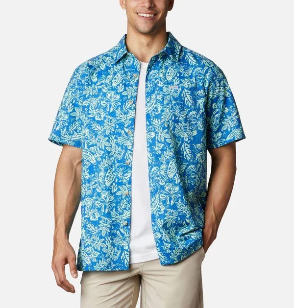 Columbia Men's Super Slack Tide Camp Shirt Blue S