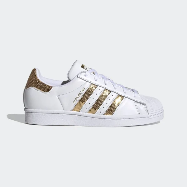 Adidas Superstar White/Gold Women's Shoes, Size: 5.5