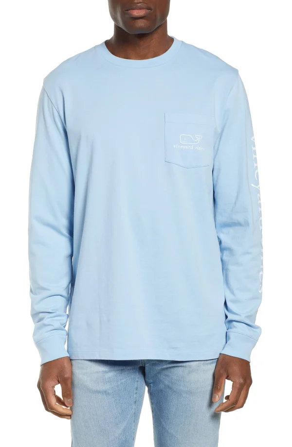 Vineyard Vines - Long Sleeve Vintage Whale Pocket Tee, S, Jake Blue