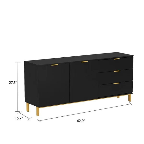 FUFUu0026GAGA 2-Door Storage Cabinet in Black, LJY-KF200156-01