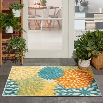 Voight Floral Orange/Blue/Green Indoor, Outdoor Area Rug Andover Mills Rug Size: Rectangle 3&6x22 x 5&6x22