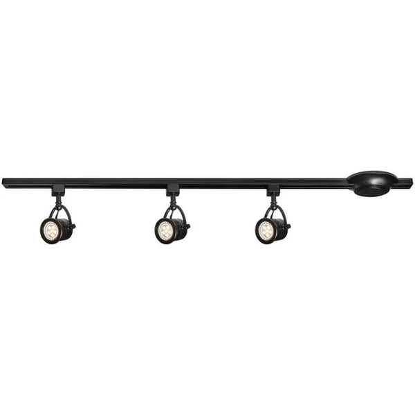 Hampton Bay 44 in. 3-Light Black LED Linear Track Lighting Retro Kit
