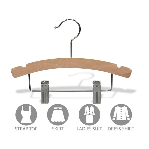 The Great American Hanger Company Wooden Kids Combo Hanger w/Adjustable Cushion Clips Box of 50 12 inch Wood Top Hangers w/Natur