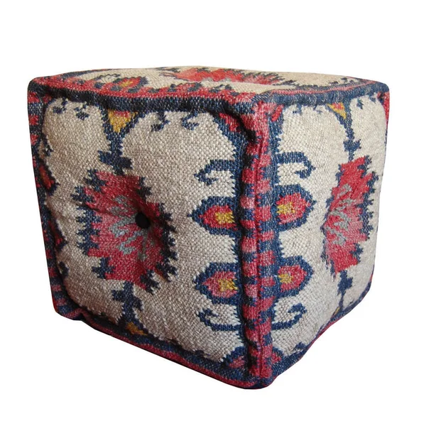 Handmade Kilim Ottoman (India) - 16" x 16" x 16" (16" x 16" x 16") - Red, Herat Oriental
