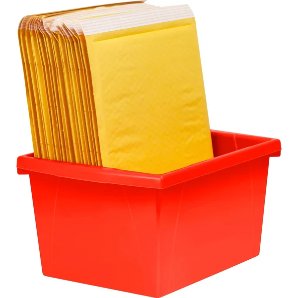 Storex 4 Gallon (15L) Classroom Storage Bin with Lid, Red, 6-Pack