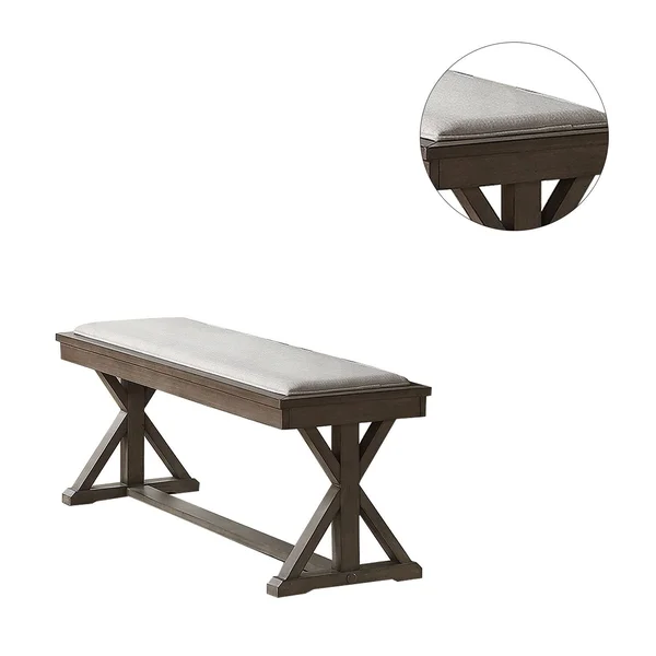 Simple Relax White Fabric Upholstery Dining Bench, Grey - Dining Height - Single - Cream