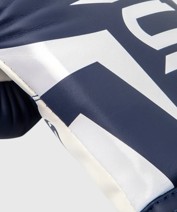 Venum Elite Boxing Gloves - White/Navy Blue 12 oz