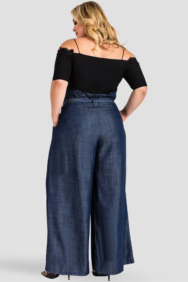 Standards & Practices Women's Pants Blue Size 3X Plus Straight Leg Belted