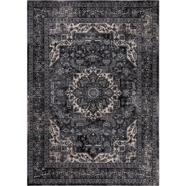 Home Decorators Collection Angora Anthracite 3 ft. x 5 ft. Medallion Area Rug - Grey