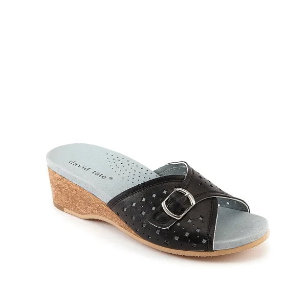 David Tate Becky Wedge Sandal - Women's, Black, Size 9, Sandals, Wedge