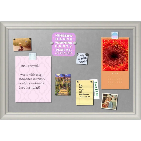 Amanti Art DSWROMMB3224 Romano 32 inch x 24 inch Framed Magnetic Board - Silver