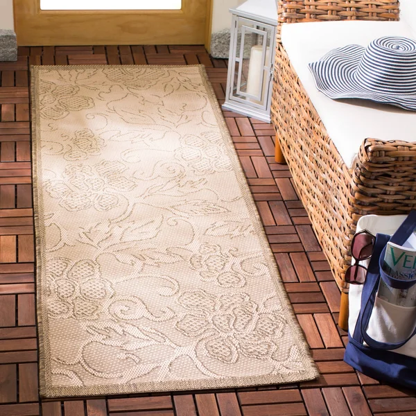 Safavieh Courtyard CY2726-3901 5&3x22 x 7&7x22 Sand - Black Area Rug